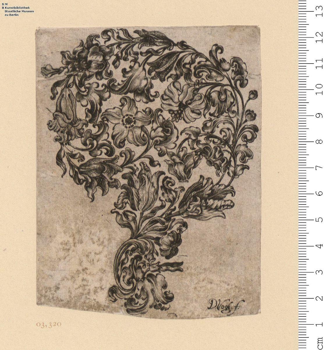 1 Blatt Blumenornament in Form eines Krummstabs