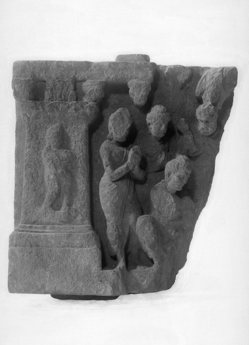 Erzählende Szene (Fragment): Besuch des Buddha bei den Shakyas von Kapilavastu (?)