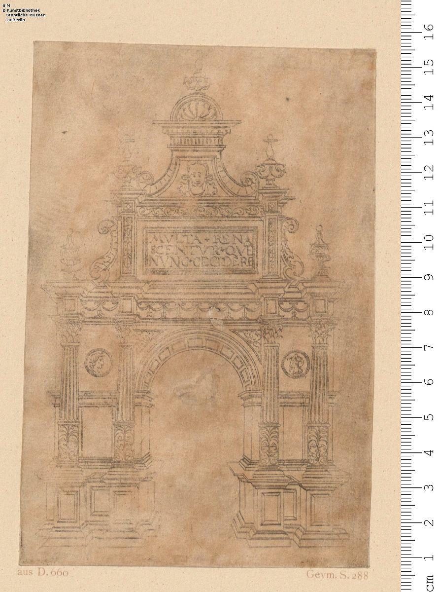 3 Bl. Triumphbogen in Umrißstich.