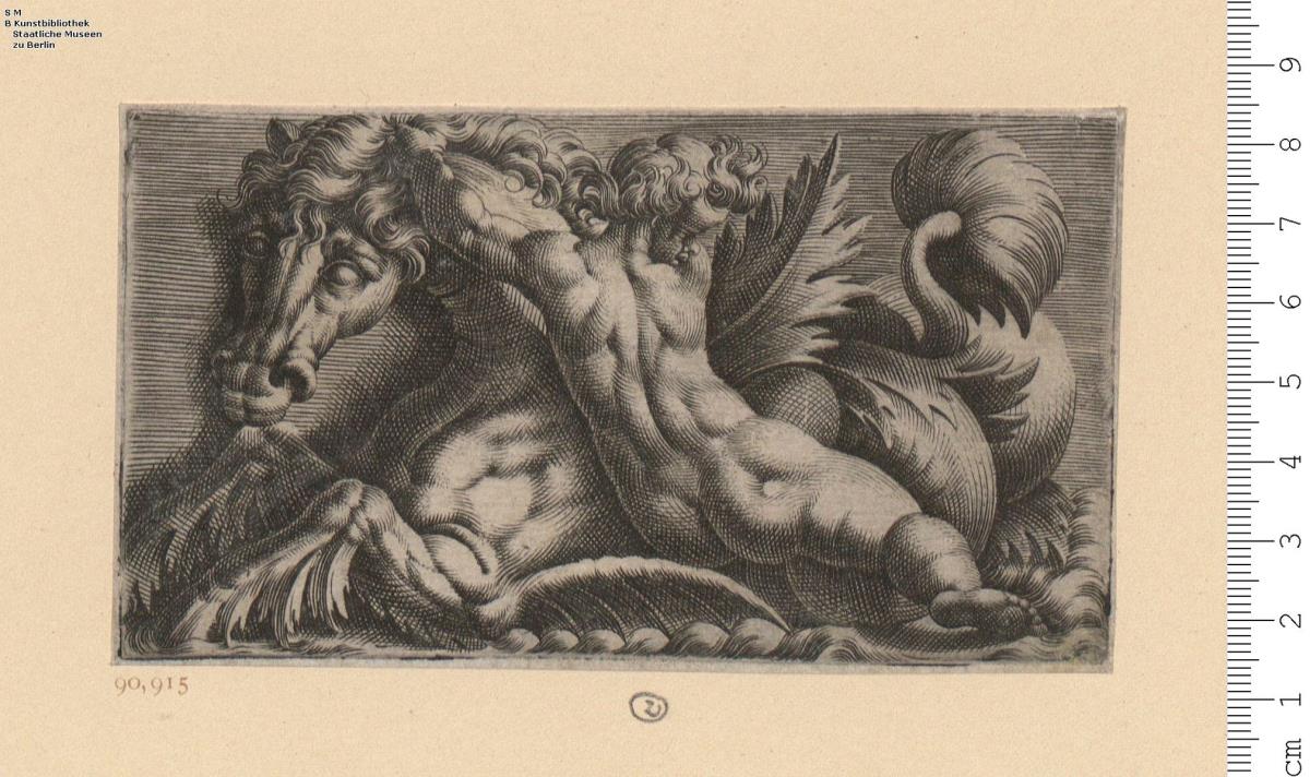 (2) Phantastische Seeungeheuer mit Putten. 12 Bl. (davon 6 Bl. Nachb.) Dazu Nachbildung: 1 Bl. Gegenstich.