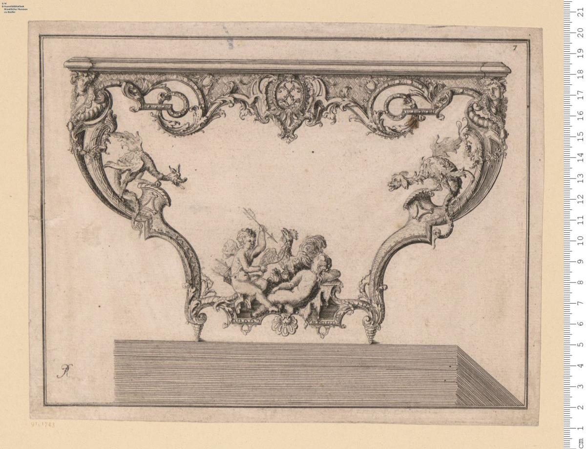 Livre de plusieurs Desseins de pieds de Tables en Console, Dessinez et Gravez Par Francois Roumier ... A Paris, Chez Charpentier ... 1750.