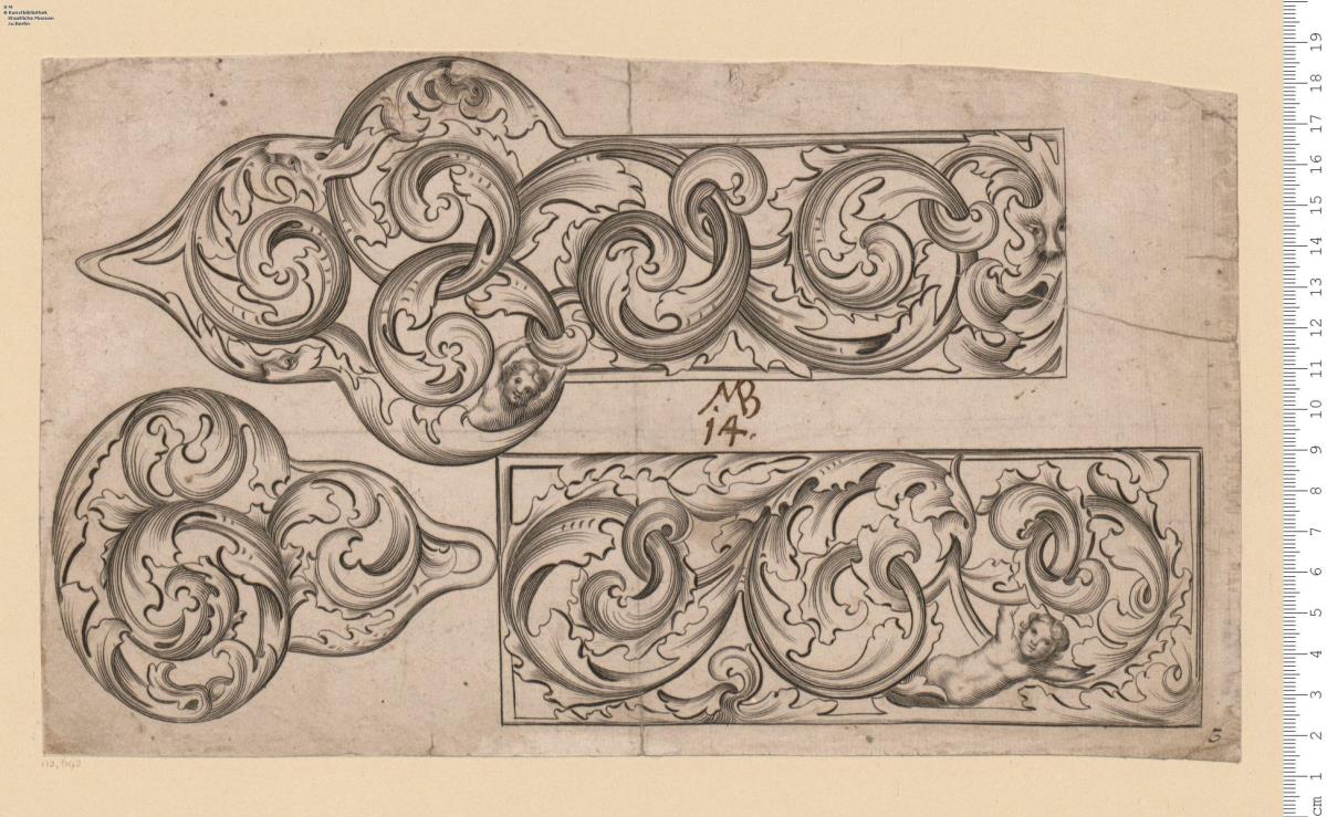 1 Blatt mit 3 Beschlägen