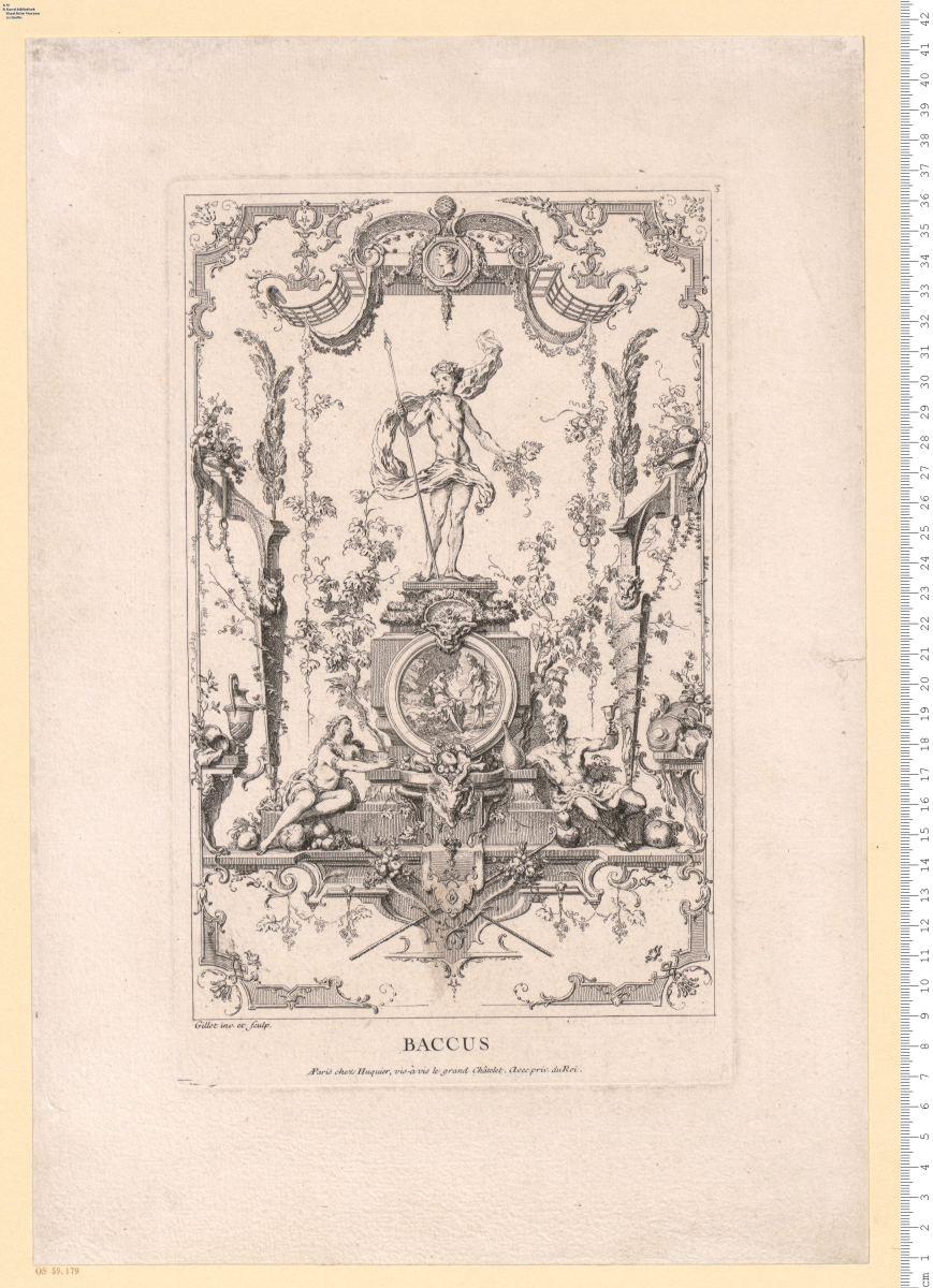 Livre De Portieres ... Inventées et Gravées à l'eau forte par Gillot ... [Blatt 6: Cochin fils sculp.] A Paris chez Huquier ...