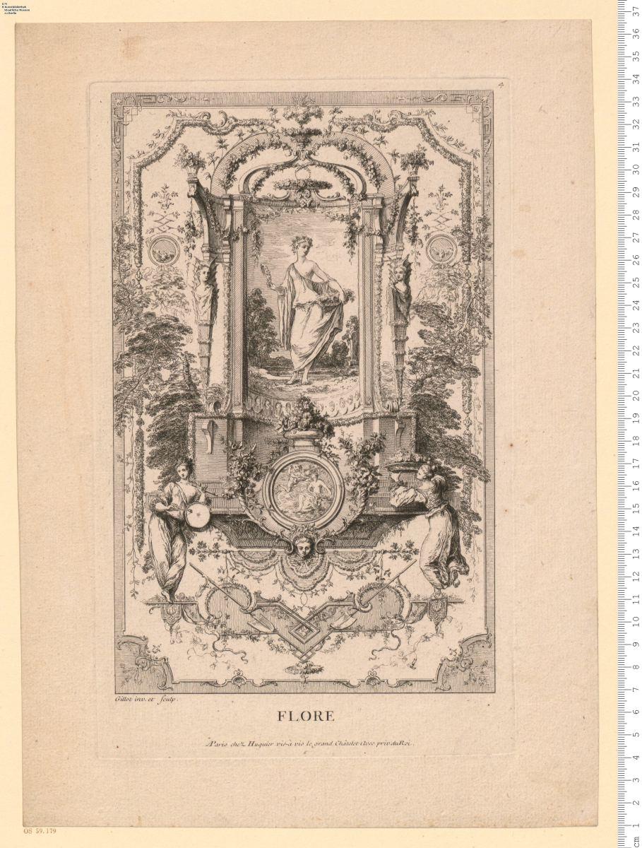 Livre De Portieres ... Inventées et Gravées à l'eau forte par Gillot ... [Blatt 6: Cochin fils sculp.] A Paris chez Huquier ...