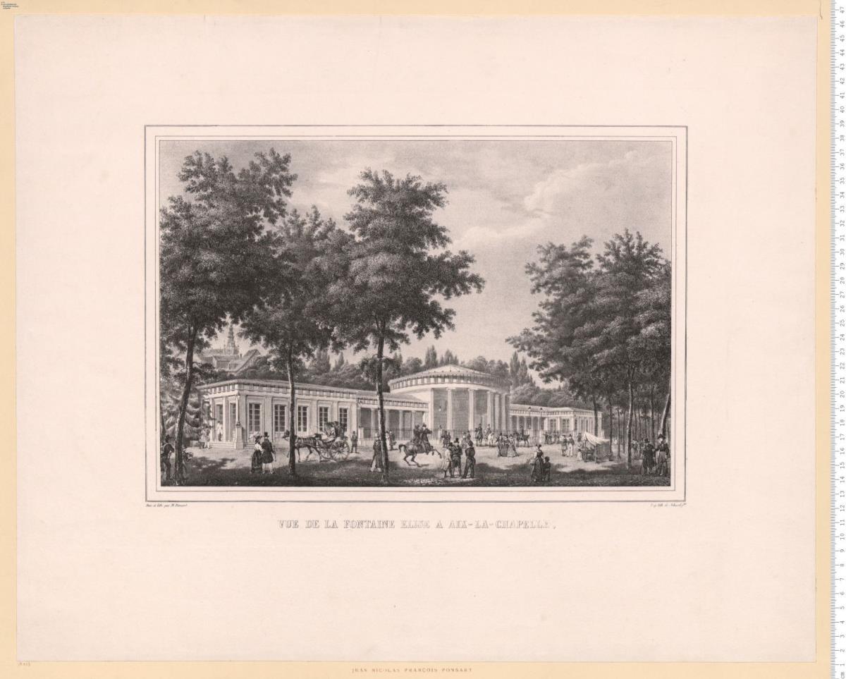 Vue de la Fontaine Elise a Aix-la-Chapelle. Dess. et lith. par N. Ponsart.