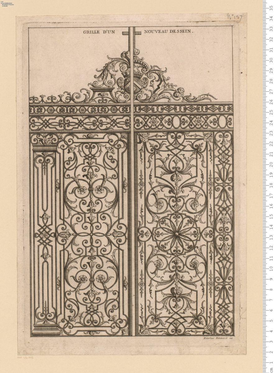 1 Folge Kirchengitter aus Paris, Notre-Dame, St.-Denis und 2 Entwürfe: Nicolas Bonnard ex. [A Paris chez Nicolas Bonnard ...]