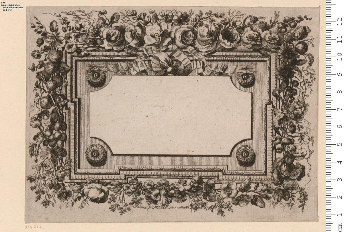 1 Blatt Umrahmung mit Blumen, bez: Orosházi S. Tzetter. irta 's mettzette Bécsben 1793 (=S. Tzetter aus Orosháza, gezeichnet und gestochen in Wien 1793).