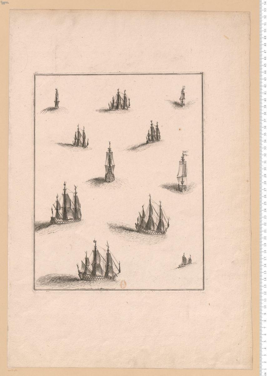 2 Blatt mit Segelschiffen