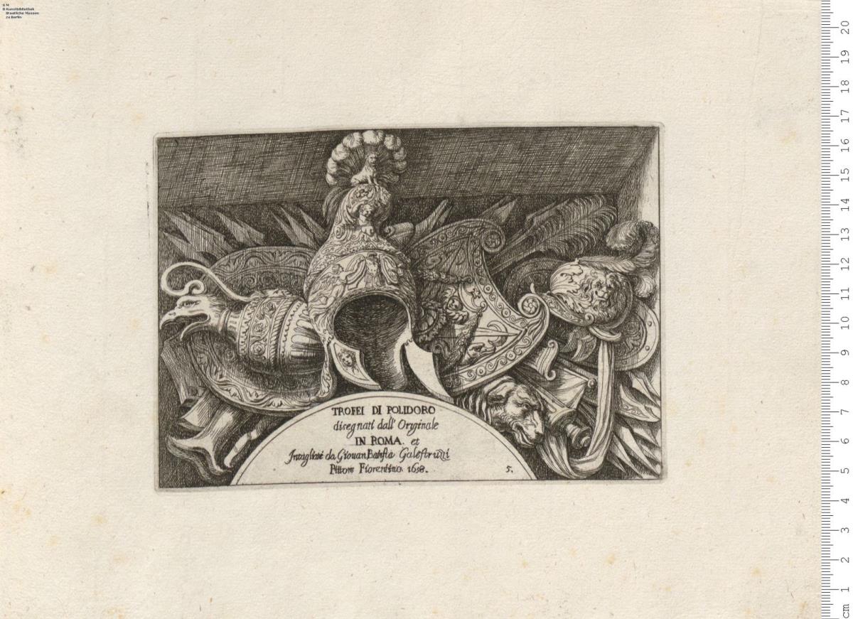 (1) Opere Di Polidoro Da Caravaggio. Disegnate, et Intagliate da Gio: Baptista Galestruzzi ... Appresso l'Autore in Roma 1658. Si Stampano da Vincenzo Billy in Roma.
