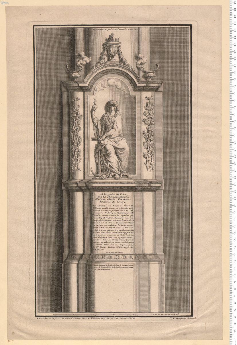 Grabmonument für Anne Marie Martinozzi, Princesse de Conty (gest. 1672) bez: F. Girardon in. et fecit. Et se vend a Paris chez M.r Martinot ... R. Charpentier delin. et Sc.
