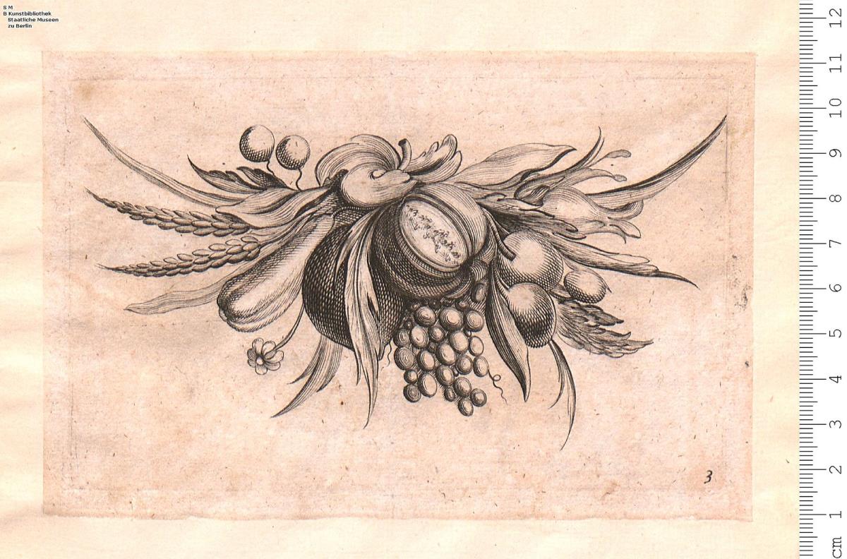 3 Blatt einer Folge: Fruchtgehänge, Nr. 1-3. Blatt 1 bez: Johan Jäger jnvent. C. Schmidt. fecit.