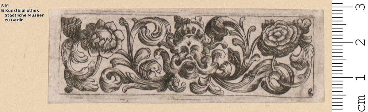6 Blatt einer Folge: kleine Friese mit Blattranken und Masken. Blatt 1 mit Aufschrift: David Funck Excud.