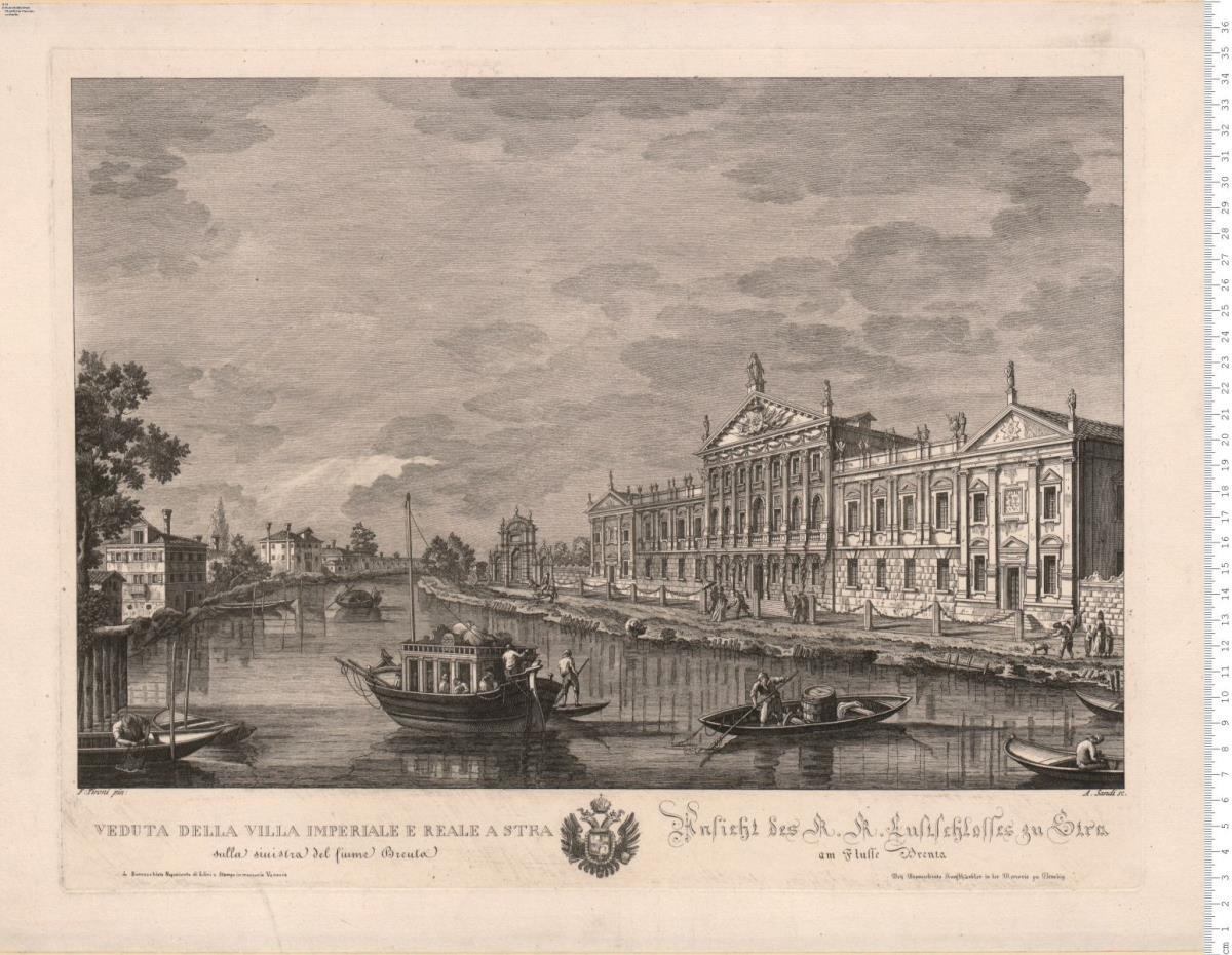 Veduta Della Villa Imperiale E Reale A Stra ... F: Tironi pin: A. Sandi sc. da Bonvecchiato Negoziante de Libri ... Venezia.