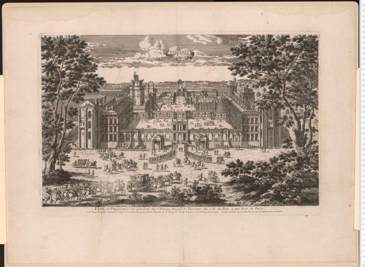 Ansichten von Paris und Umgebung, mit Aufschriften: Paris, Le Pontneuf, Les Tuileries, Vincenes. Dessi[gné] et gravé bzw. Fait par Aveline [à Paris].