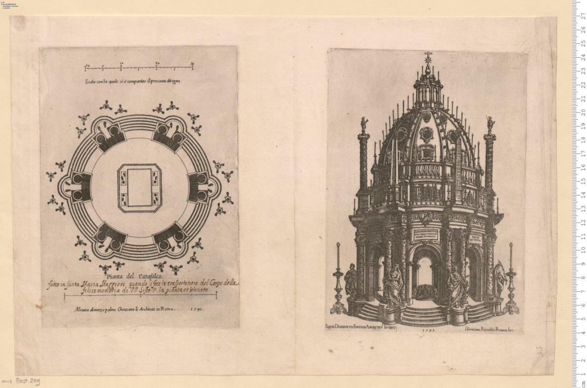 Katafalk (2 Pl. auf 1 Bl. aus Kriegsverlust OS 3188)