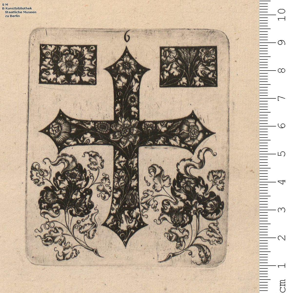 (1) Folge: Schmuckstücke, kleine Geräte und Zierflächen mit Blumenwerk auf schwarzem Grund