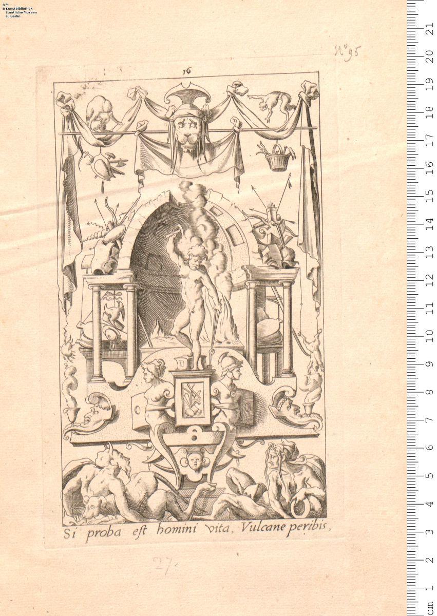 Folge: grotteske Hochfüllungen mit Götterfiguren. Blatt 1 bez: Rous. Florén. Inuentor. Erfinder: Leonard Thiry, Stecher: R. Boyvin.