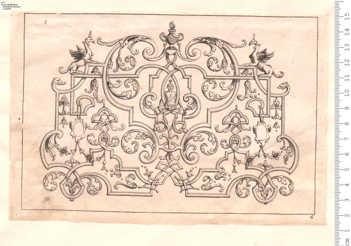 (2) Neu Inventirtes Laub und Bandelwerck vor Silber Arbeiter; zu finden in Nürnberg bey^B4 Hier: Bölmann. Verl.-Nr. 9