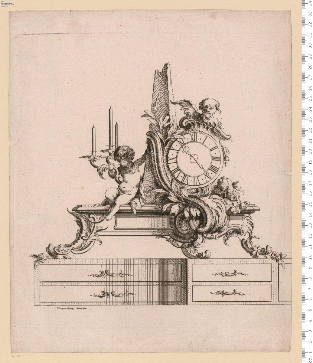 (6) Folge: 1 Blatt Standuhr auf breitem Sockel
