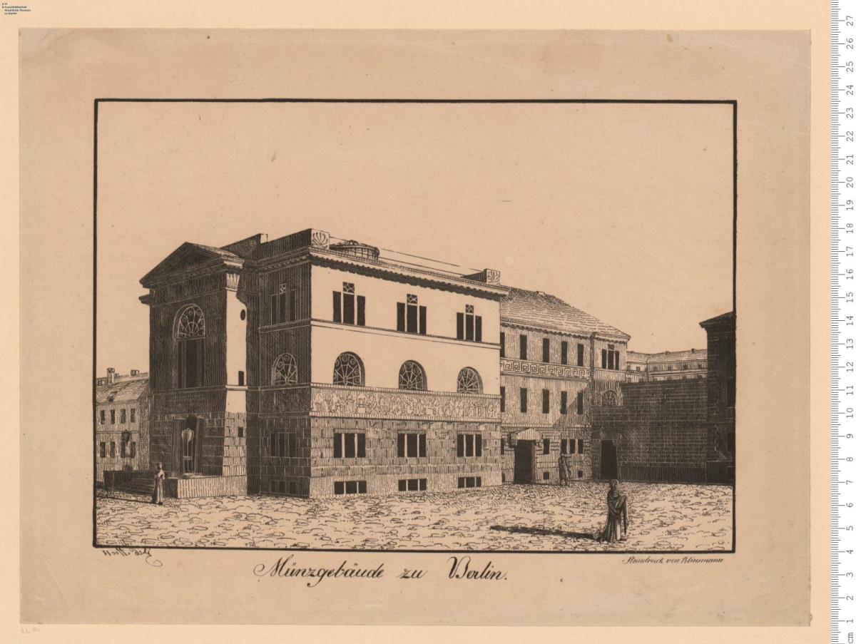 Münzgebäude zu Berlin. Hooff deli. Steindruck von Klinsmann.
