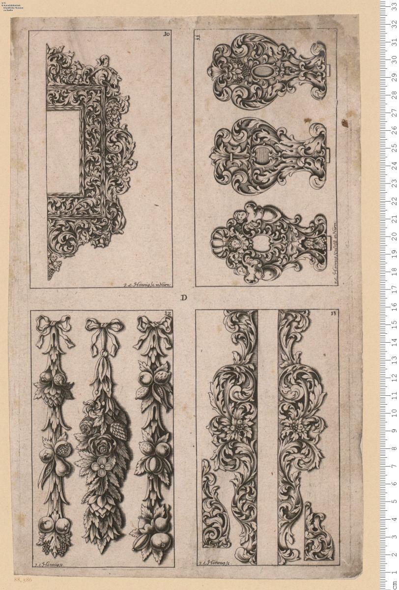 Neues Zierahten Büchlein von allerhand Schrein-werck. ausgefertiget von G: C: Erassmus. Nürnberg in Verlegung Johann Hoffmann ... 1695