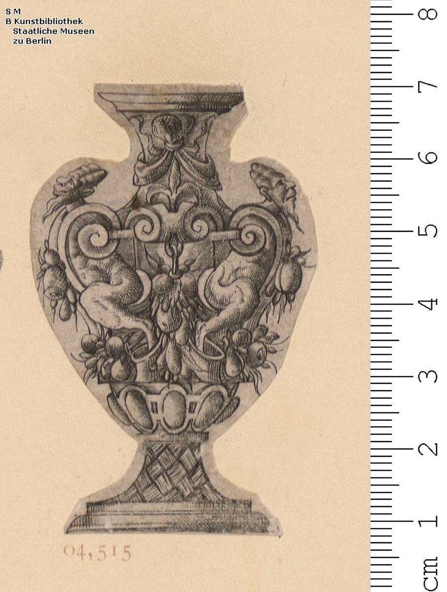 (5) 1 Blatt mit Knauf in Form einer kleinen Vase