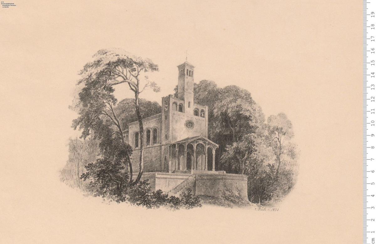 Ansicht der Kirche von Nikolskoe bei Berlin. Stüler 1833.