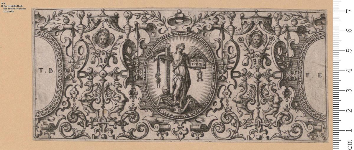 (3) Grotisch fur alle Kunstler. Grotis Povr Tovs Artisien. Theodor de bry fecit et excud.