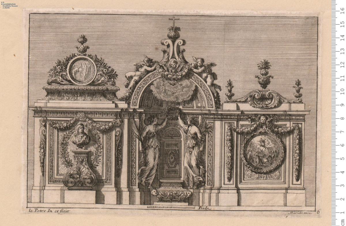 2 Blatt: le Potre In et fecit Mariette excu. Nr. 5 u. 6. Frühere Drucke von OS 313 (2), Folge 74: Tabernacles dautelsa lItaliene.