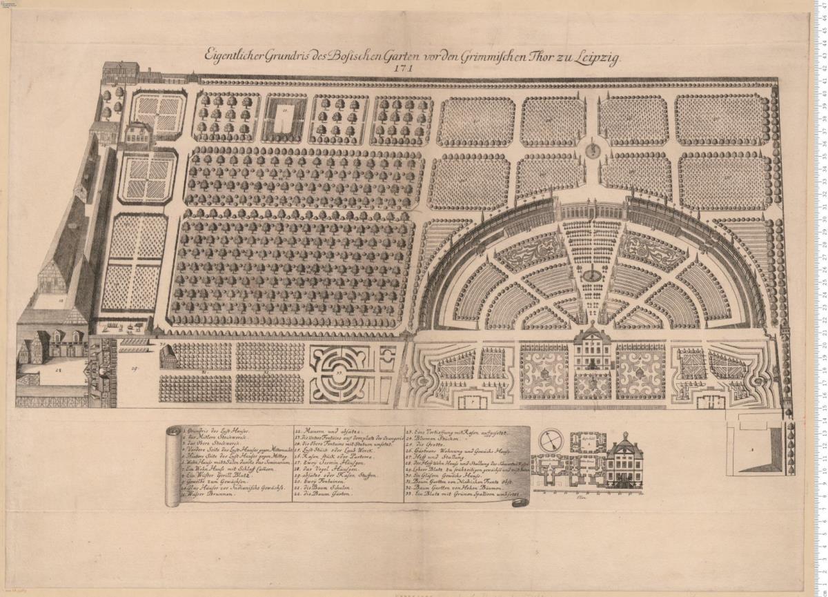 Eigentlicher Grundris des Bosischen Garten vor den Grimmischen Thor zu Leipzig. 171.
