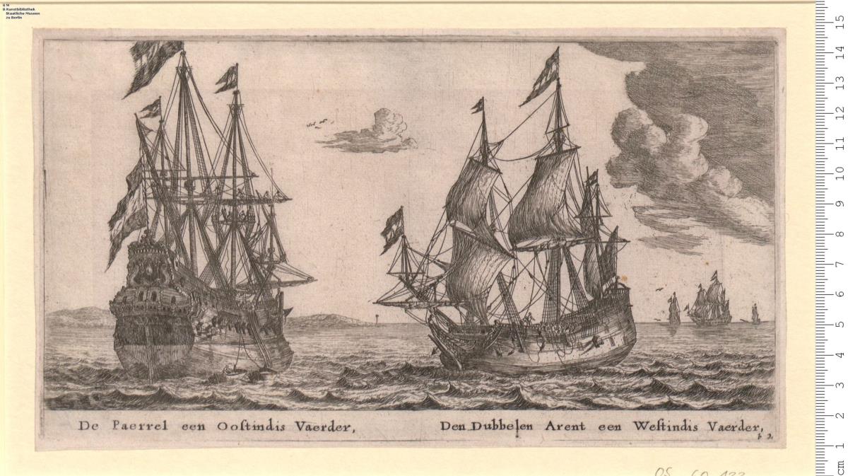 2 Blätter mit Segelschiffen