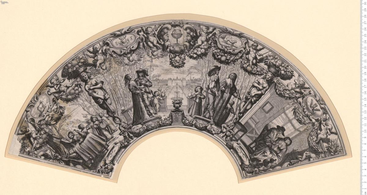 1 Blatt Fächer mit den Lebensaltern, bez: A. Bosse. auec Priuilege du Roy l'an 1628.