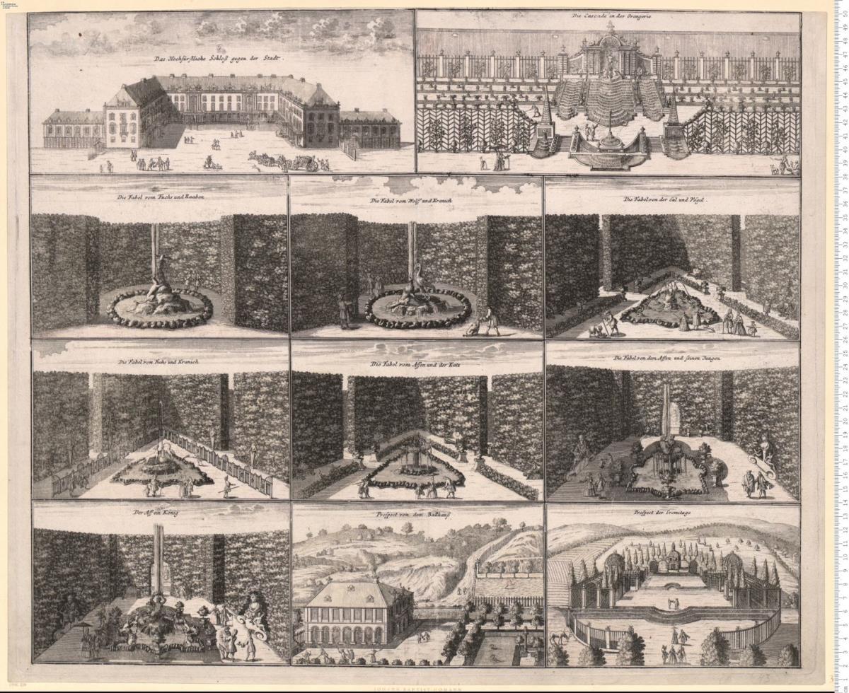 Grundris des Hochfürstl. Lust-Gartens mit dem Schloss zu Hildburghausen. in Kupfer heraus-gegeben von Ioh. Bapt. Homann ... Nürnberg. [1720]