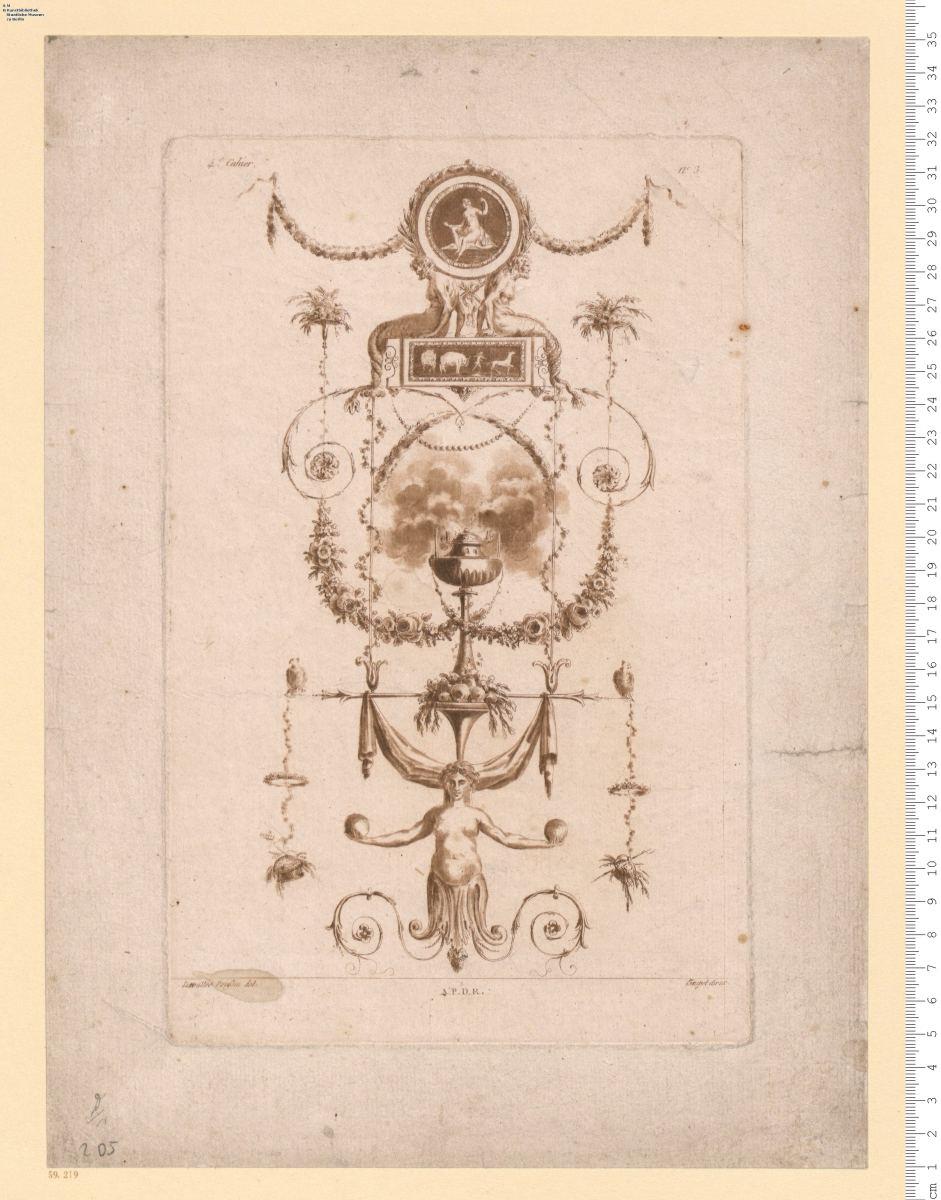 1 Blatt aus: Nouvelle Collection D'Arabesques. A Paris chez les Freres Guyot: 4.e Cahier, N.o. 3. Lavallier Poussin del. Guyot direx. A. P. D. R.