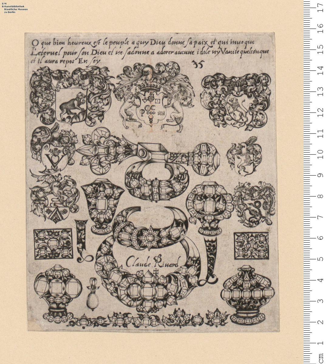 (2) 29 Blatt verschiedene Schmuckstücke und Einzelmotive, meist mit Schotenwerk und Steinen