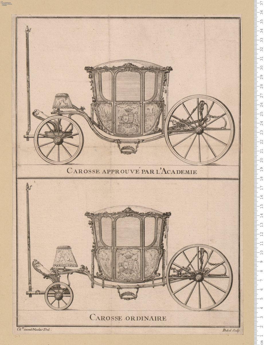 Carosse Approuvé Par L'Academie und Carosse Ordinaire. Chx invenit. Nicolas Del. Babel sculp.
