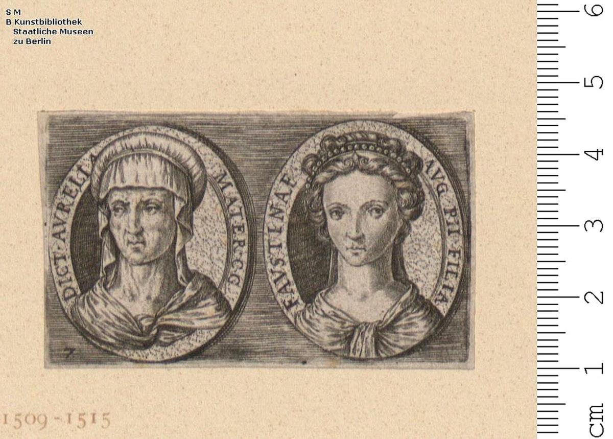 (2) Folge: je zwei Ovale mit Köpfen römischer Kaiser und Kaiserinnen. Bl. 1 bez: Ioos. de Bosscher (ursprünglich: Abraham de Bruyn) excudebat.