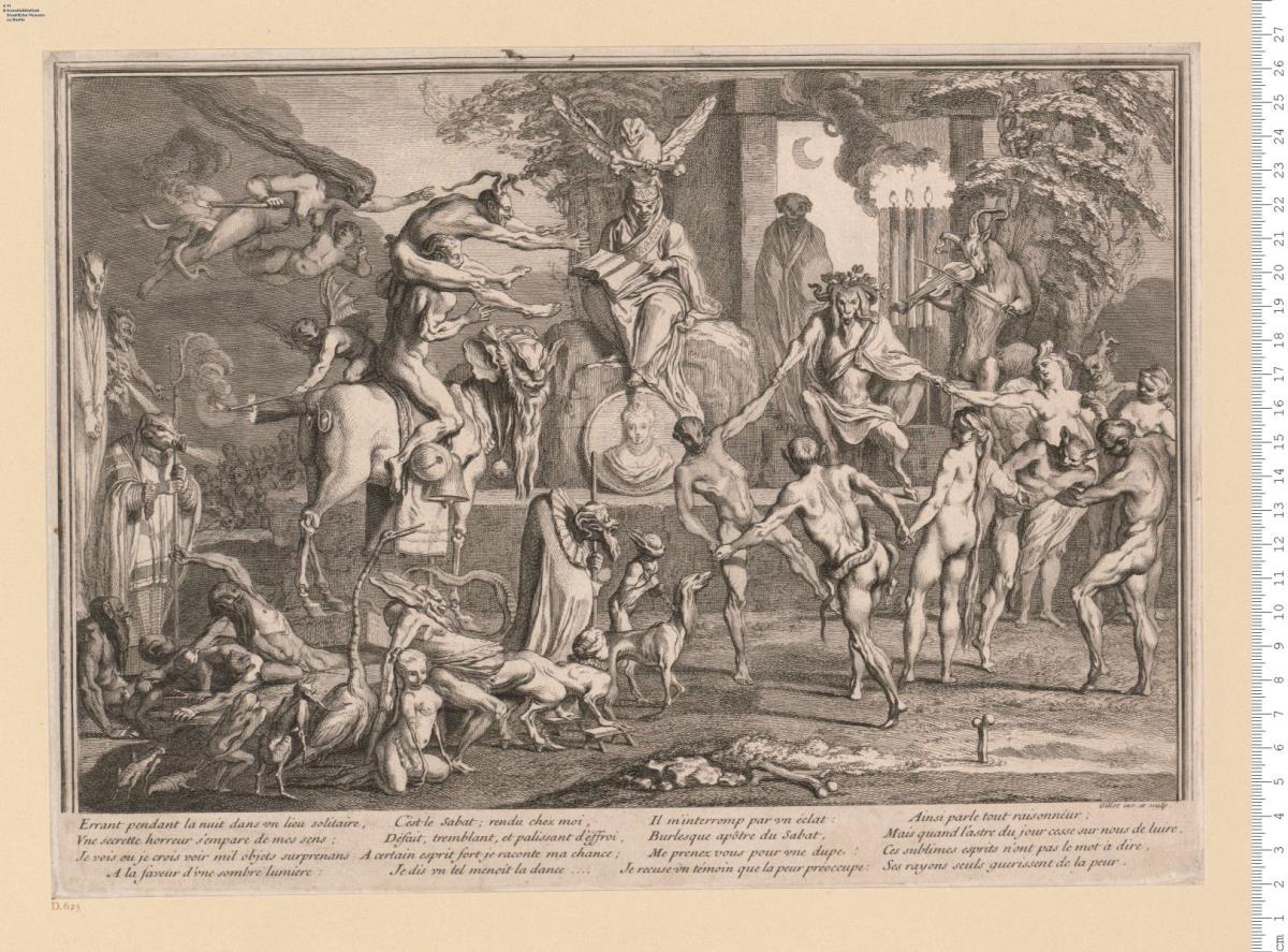(3) Hexensabbath, mit Versen als Unterschrift. Gillot inv. et sculp.
