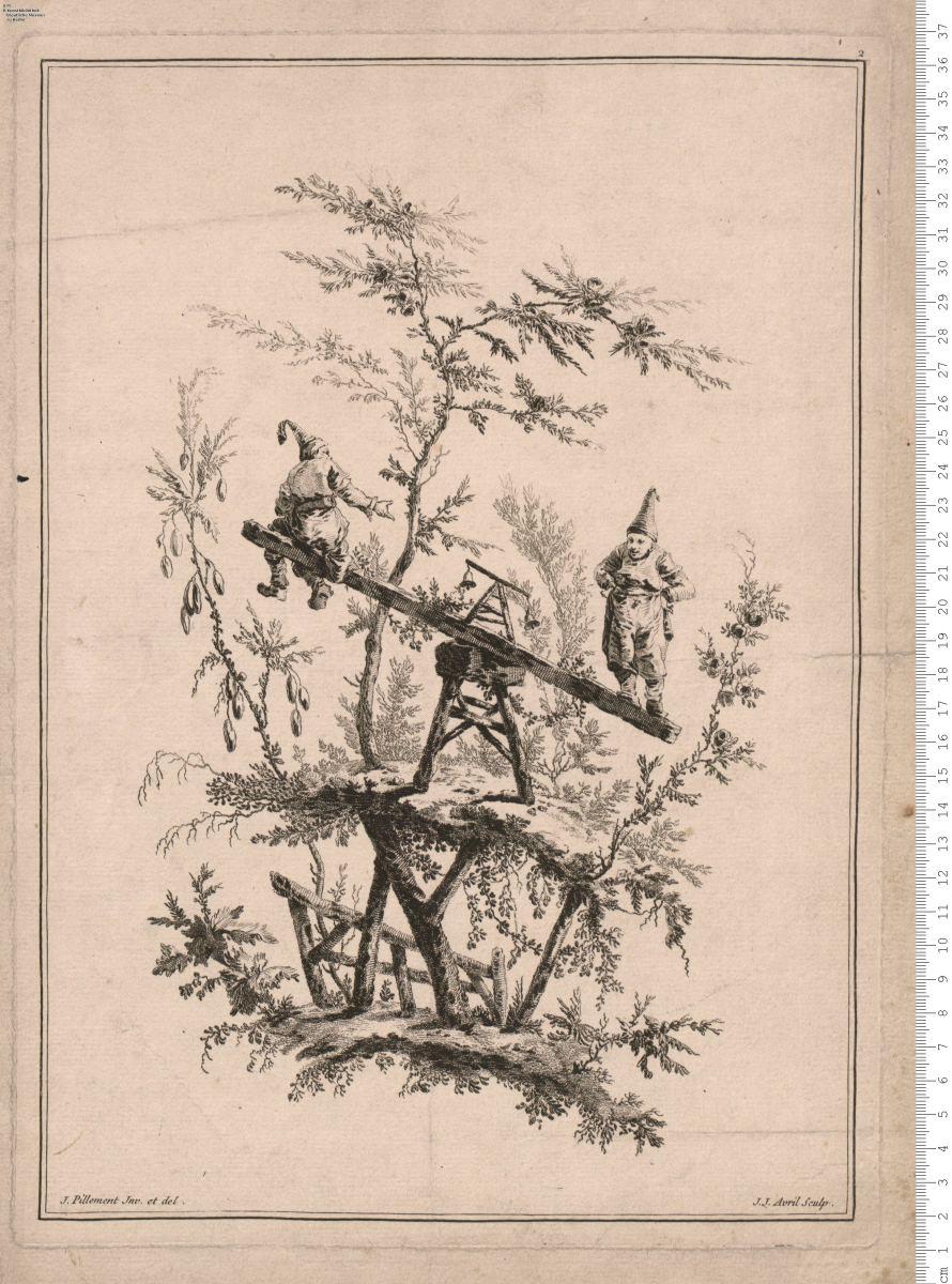 2 Blatt aus: Cahier de Balançoires Chinoises Inventées et Deßinées par J. Pillement ... Gravé par J. J. Avril, a Paris. Chez Dalmon ...