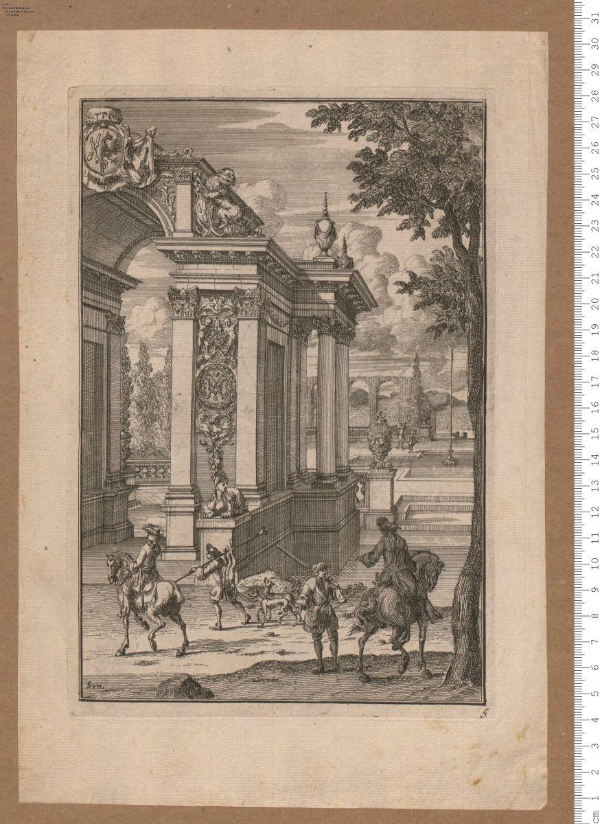 3 Bl. (Nr. 2, 3, 5) aus einer 1707 dat. Folge von Wandbildern.