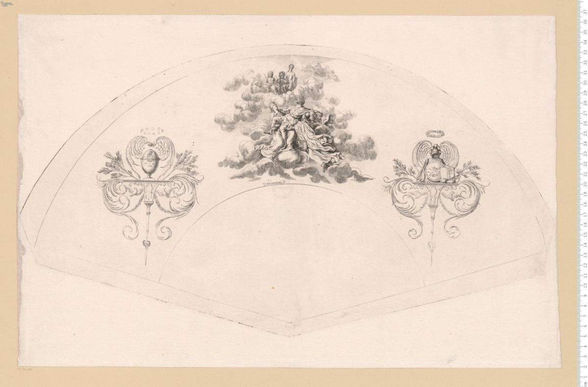 2 Blatt Fächer mit Ornament und figürlichen Darstellungen. D. Chodowiecki f: [inv. et sculps: 1787].