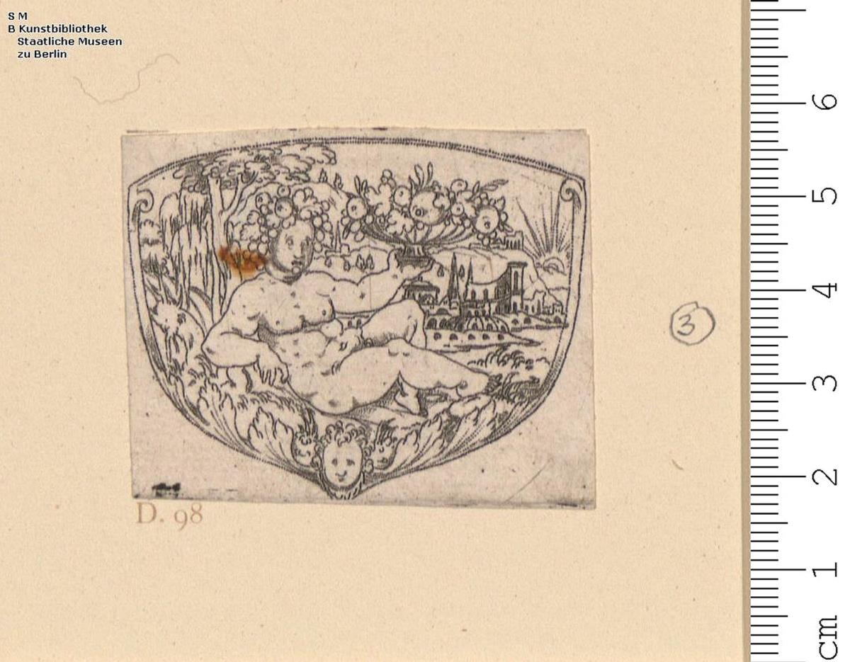 (3) 3 Blatt Bacchusknaben in Landschaft in geschweifter Fassung