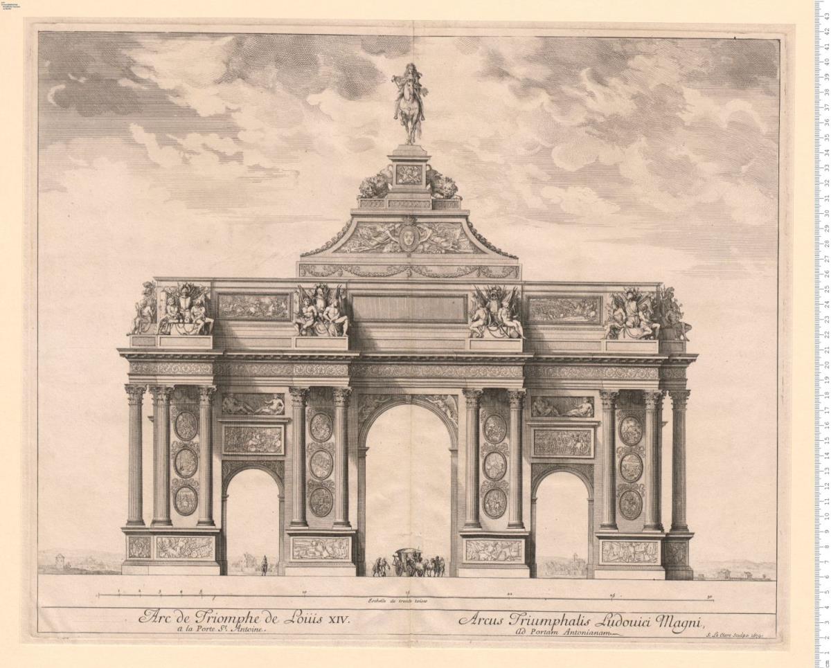 Arc de Triomphe de Loüis XIV. a la Porte St. Antoine ... S. le Clerc sculps. 1679.