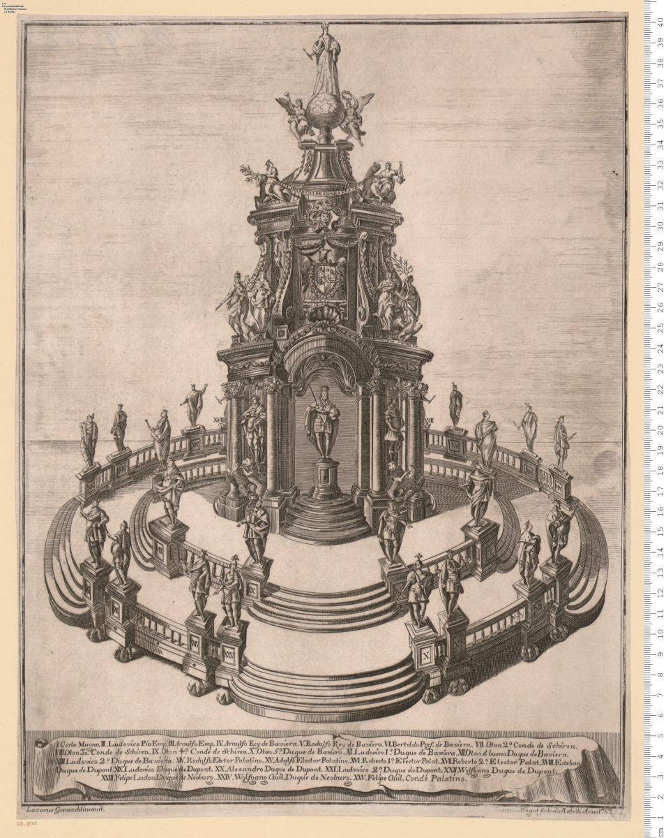 Tafelaufsatz mit skulpturalem Stammbaum der Königin Maria Anna von Spanien