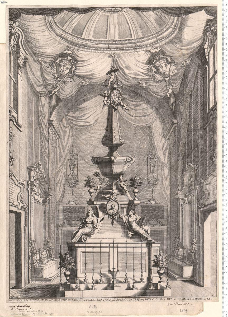 Macchina Pel Funerale Di ... Gio: Batta: Stella Vescovo Di Rimino ... 1759 ... A. B. del. G B. in.