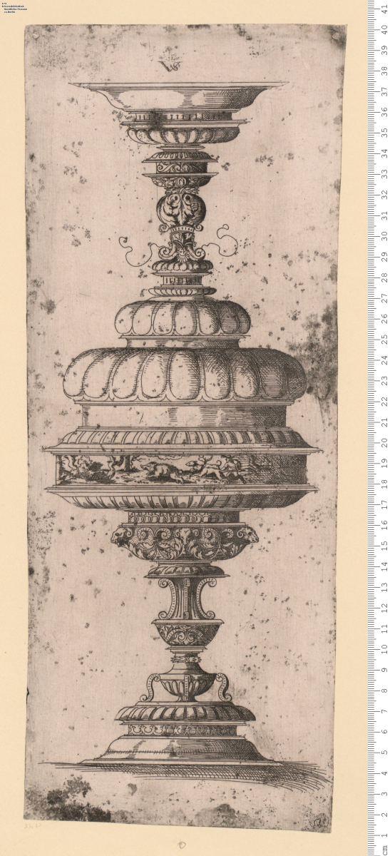 (3) 1 Blatt eisenradierter Doppelpokal