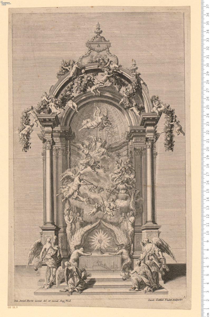Altar, bez: Joh. Daniel Hertz invent. del. et excud. Aug. Vind. Iacob Gottlieb Thelot Sculpsit.