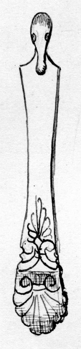 Griff einer Pfanne, mit gravierten Palmetten (vermutlich Griff eines Siebs)