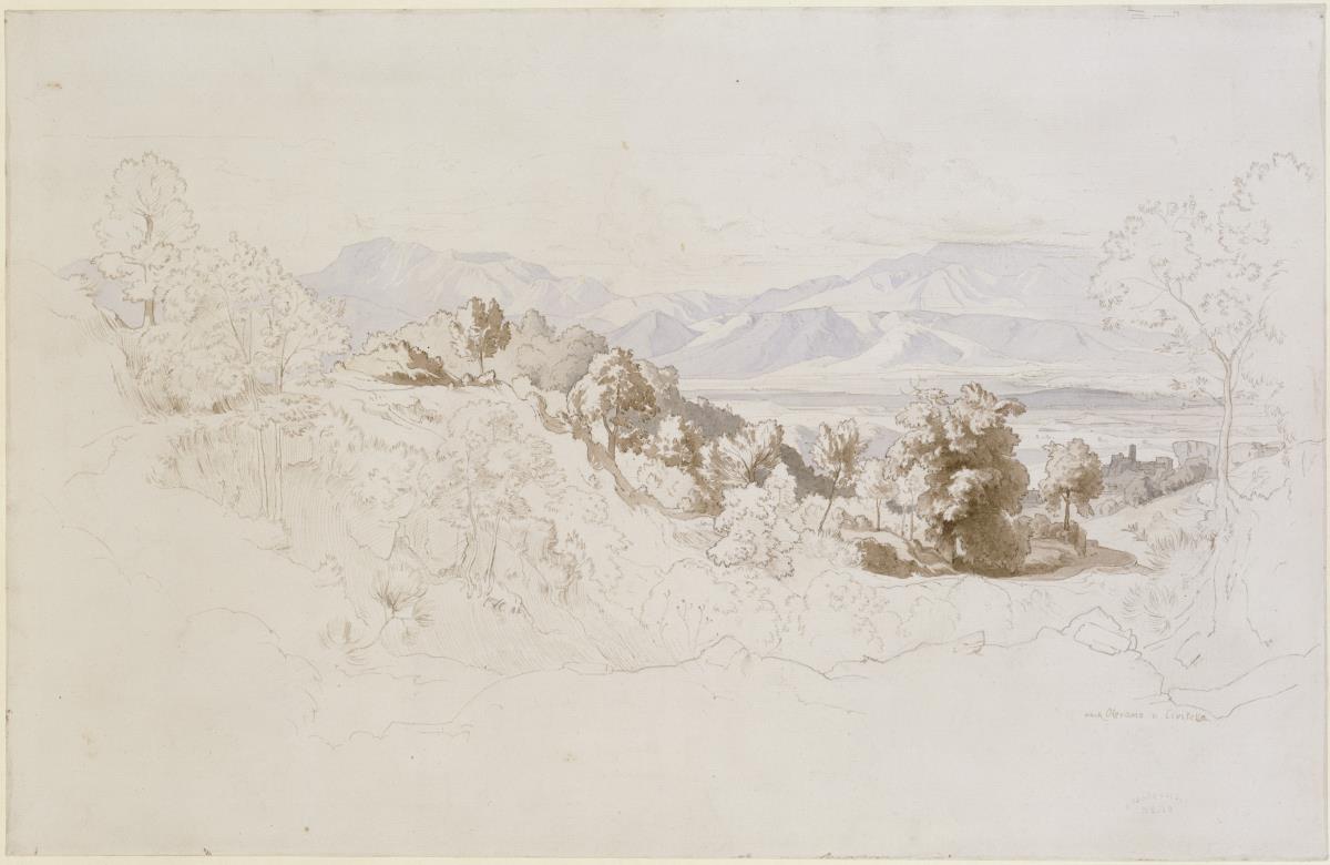 Blick über Olevano und auf das Volskergebirge nach Civitella
