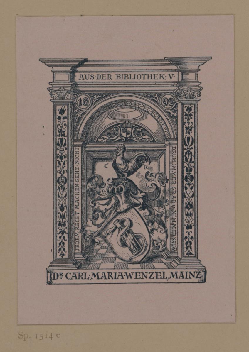 Aus der Bibliothek von Dr. Carl Maria Wenzel Mainz